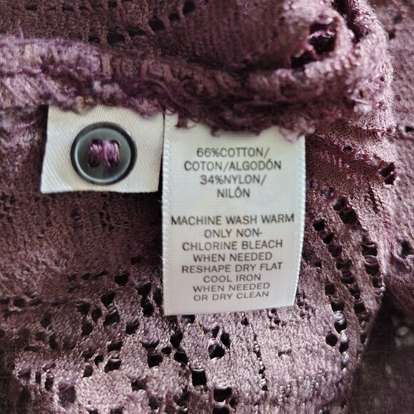 LOFT Purple Lace Medium Women's 3/4 Sleeve Crewneck Career Casual Blouse - Picture 5 of 5